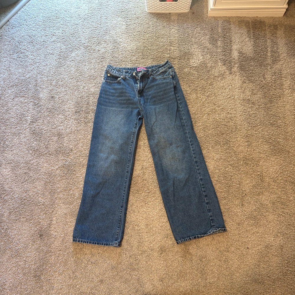 Edikted Dark Blue Straight Leg Jeans